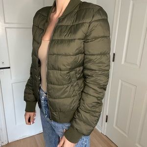 Garage Olive Green Lightweight Puffer Jacket